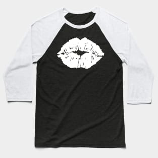Kissing Lips Mouth Lipstick Black White Baseball T-Shirt
